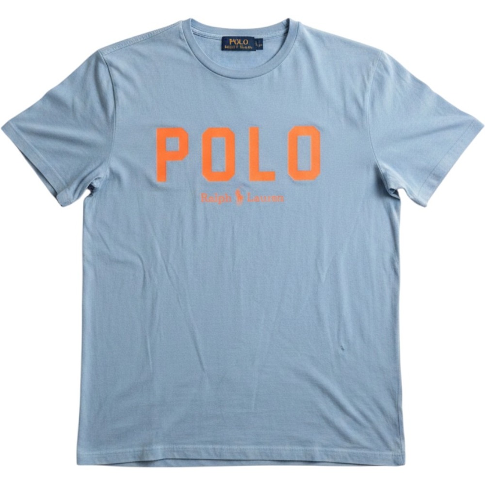 Polo Ralph Lauren‎ Mens Classic Fit Graphic Tee Shirt Blue Orange Small